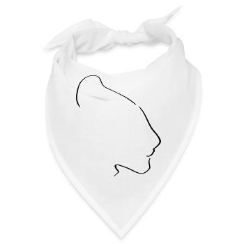 Löwin Line Art - Minimalistisch - Bandana - Weiß - Vorne