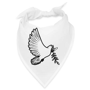 Transparente Friedenstaube mit Lorbeerzweig Friedenstaube - Bandana - Weiß - Vorne