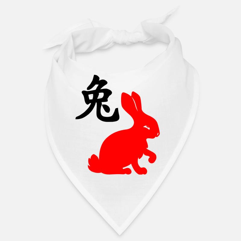Chinese character rabbit with red rabbit Bandana