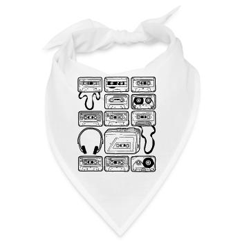 Kassetten - Vintage, Retro - Doodles - Rekorder - Bandana - Weiß - Vorne