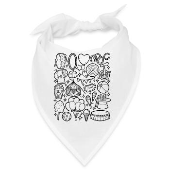 Zirkus - Doodles - Artisten, Akrobaten, Zirkuszelt - Bandana - Weiß - Vorne