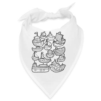 Boote Schiffe Doodle Segeln Kapitän Hafen Anker - Bandana - Weiß - Vorne