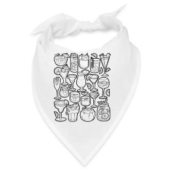 Cocktail Drinks Alkohol Barkeeper Mocktail Doodle - Bandana - Weiß - Vorne