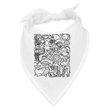 Tiefsee Fische Oktopus Anglerfisch Laternenfisch - Bandana - Weiß - Vorne