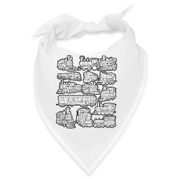 Zug Doodles Lokomotive Eisenbahn Lok Gleise Bahn - Bandana - Weiß - Vorne