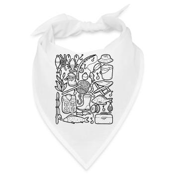 Angeln Doodles Fische Angler Köder Angel Haken - Bandana - Weiß - Vorne