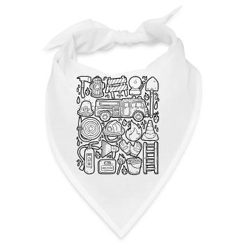 Feuerwehr Doodles Feuerwehrauto Feuerwehrmann - Bandana - Weiß - Vorne