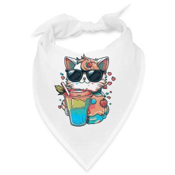 Katzenliebe im Cocktail-Style - Bandana - Weiß - Vorne