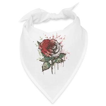Rote Rose - Bandana - Weiß - Vorne