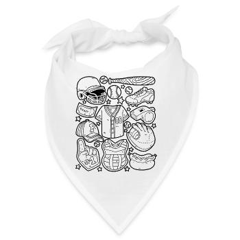 Baseball Doodles Home Run Pitcher Catcher - Bandana - Weiß - Vorne