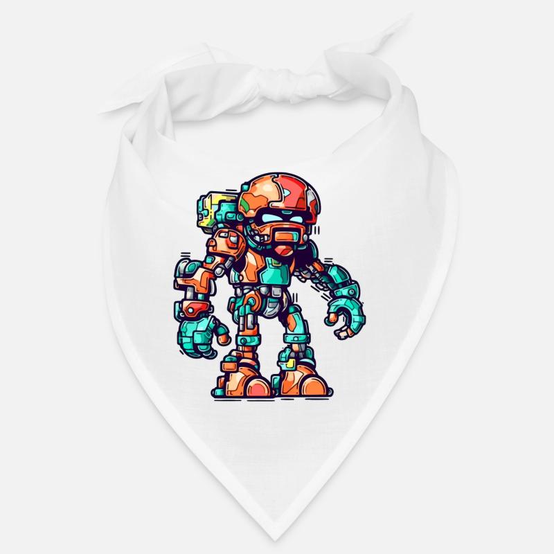 Bande dessinée robot avec armure colorée et casque Bandana