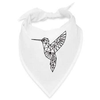 Kolibri in geometrischer Form einfarbig gehalten - Bandana - Weiß - Vorne