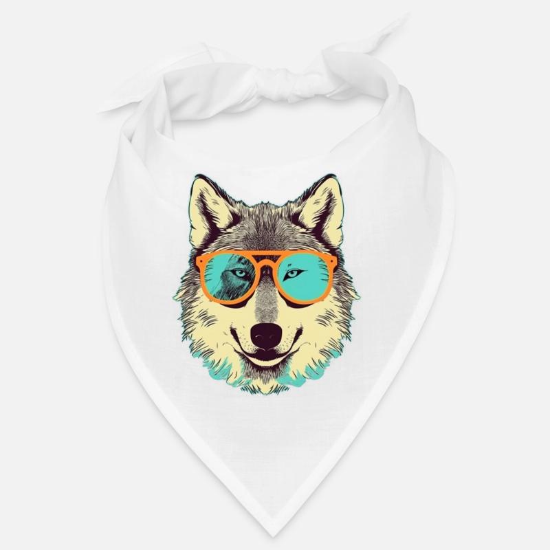 Grey Wolf in Retro Sunglass Frame Wolves Graphic Bandana