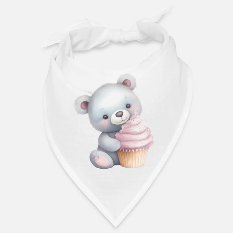 Teddy Bär Cupcake - Bandana - Weiß