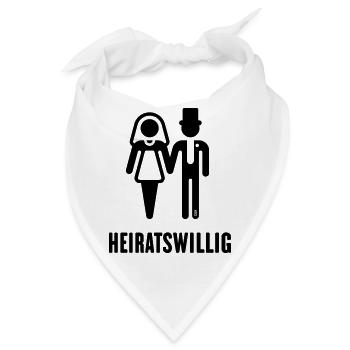 Heiratswillig (Bräutigam / Braut / JGA / Black) - Bandana - Weiß - Vorne