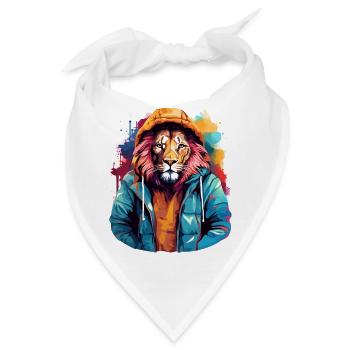 Streetstyle-Löwe | Löwen-Liebhaber - Bandana - Weiß - Vorne