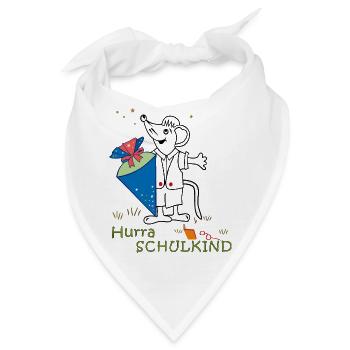 Hurra Schulkind Maus mit Zuckertüte - Bandana - Weiß - Vorne