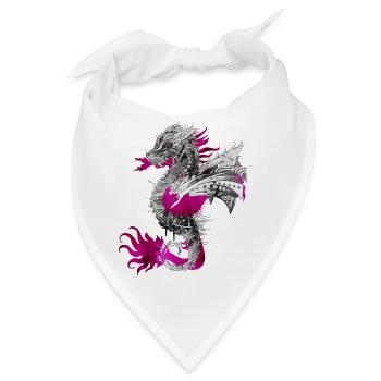 kunstvoller mystischer Drache im Aquarell Stil - Bandana - Weiß - Vorne