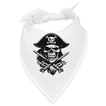 Pirat / Ahoi / Anker / Kapitän / Totenkopf / Rum - Bandana - Weiß - Vorne