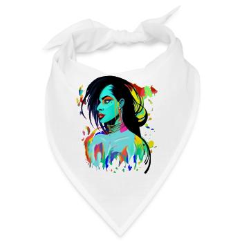 Neon Porträt Farbexplosion - Bandana - Weiß - Vorne