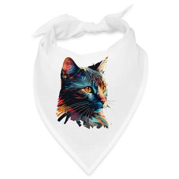 Bunte Katze - Bandana - Weiß - Vorne