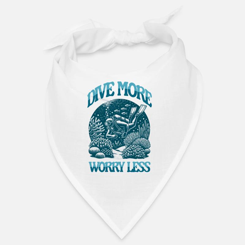 Dive More Worry Less Diver among Coral Reef Design Bandana