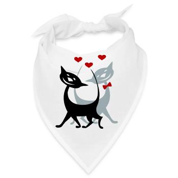verliebte Katzen - Bandana - Weiß - Vorne