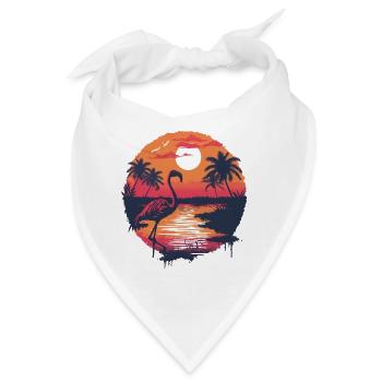 Flamingo Illustration - Bandana - Weiß - Vorne