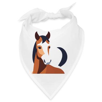 Pferd mit braunem Fell - Bandana - Weiß - Vorne