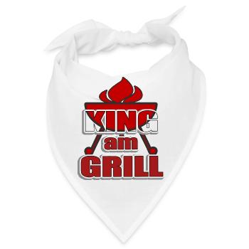 king am Grill - Grill mit Feuer - Flammen - Bandana - Weiß - Vorne