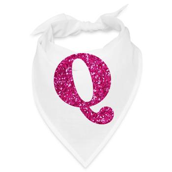 Buchstabe q rosa Glitzer - Bandana - Weiß - Vorne