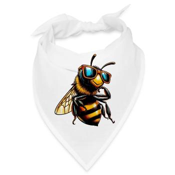 Biene mit Sonnenbrille - Bandana - Weiß - Vorne