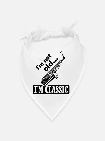 klassische Musik Sprüche lustig Saxophon Sax Logo - Bandana - Weiß - Vorne