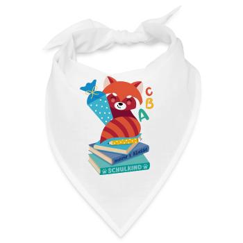 roter Panda mit Schultüte auf Bücherstapel - Bandana - Weiß - Vorne