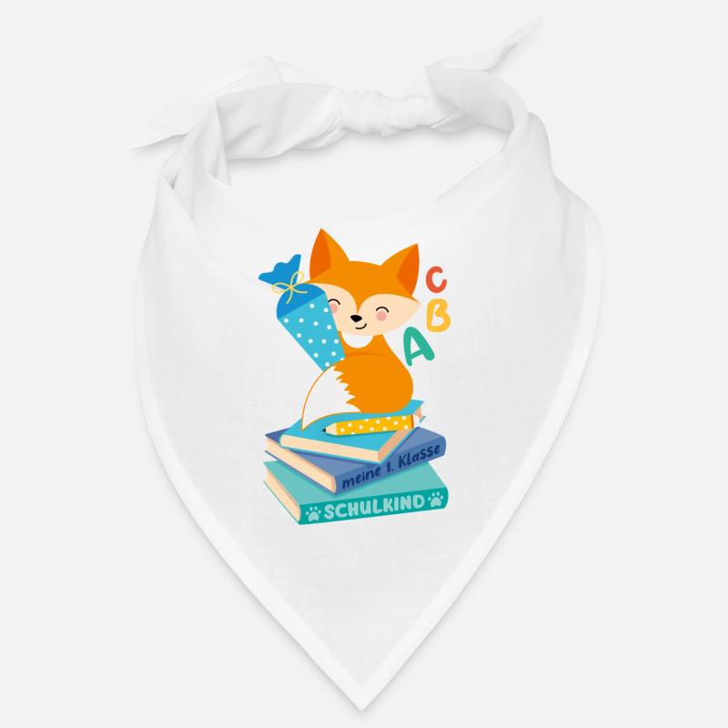 Fuchs mit Schultüte auf Bücherstapel Einschulung Bandana