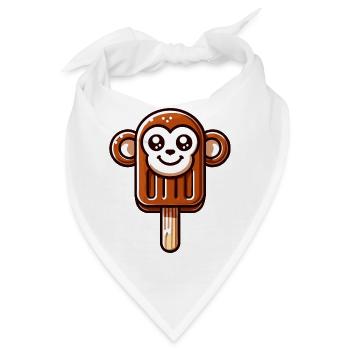 Ein Eis in Form eines lächelnden Äffchens - Bandana - Weiß - Vorne