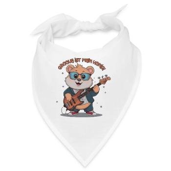 Bär mit Bass Gitarre - Groove ist mein Honig - Bandana - Weiß - Vorne