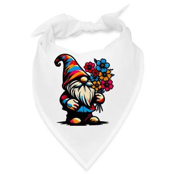 Zwerg mit Blumen - Bandana - Weiß - Vorne