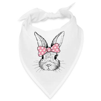 Hase mit rosa Schleife - Bandana - Weiß - Vorne
