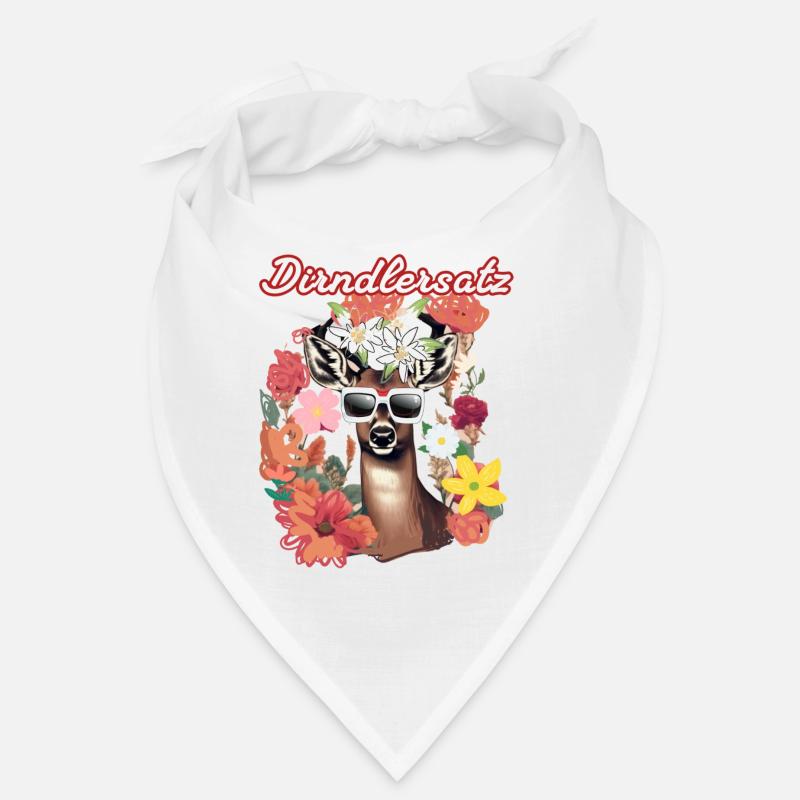 Dirndlersatz,Hirsch, Reh,blumen, Edelweiß - Bandana - Weiß