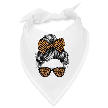 Tiger Frau Sonnenbrille Brille Haare Schleife - Bandana - Weiß - Vorne