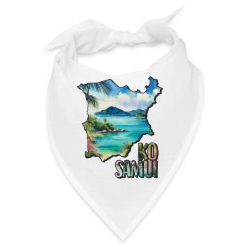 Aquarell Landkarte Ko Samui - Bandana - Weiß - Vorne