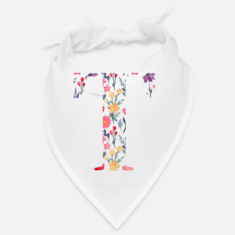 Blumen personalisierter Buchstabe t - Geschenkidee Bandana