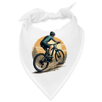 Mountainbiker fährt in Richtung Sonne und Wald - Bandana - Weiß - Vorne
