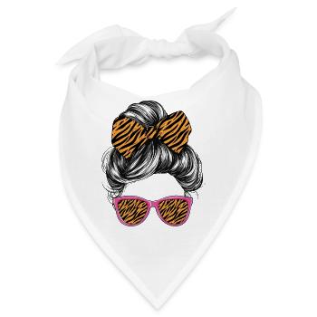 Tiger Frau Sonnenbrille Brille Haare Schleife - Bandana - Weiß - Vorne