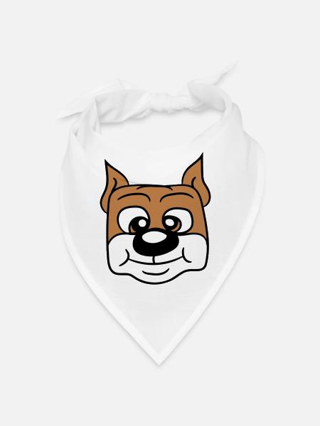 Hund Gesicht Kleines Glückliches Haustier Kopf Süß - Bandana - Weiß - Vorne