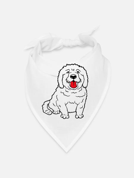 Dear dog sticks out his tongue happily - Bandana - white - Front