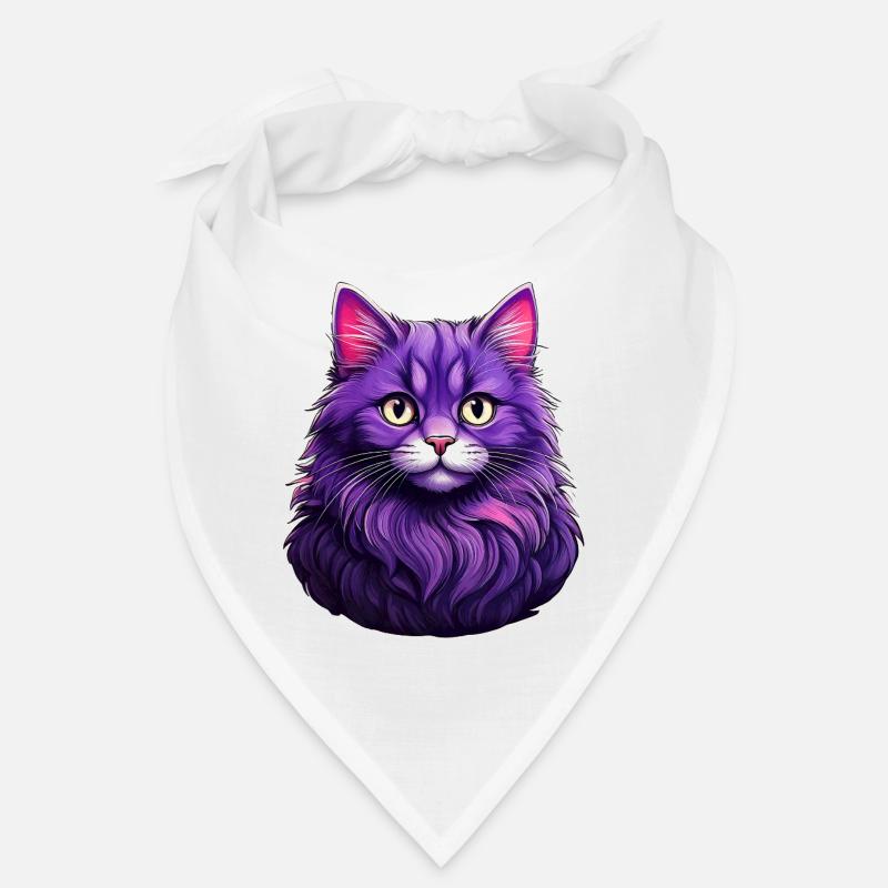 Chat Design Moderne Violet Bandana