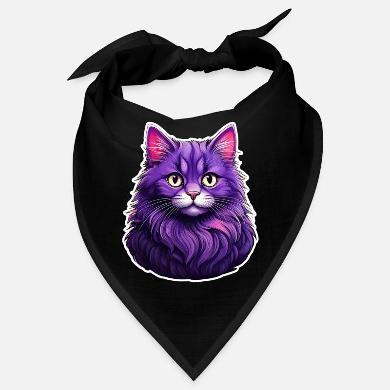 Chat Design Moderne Violet Bandana