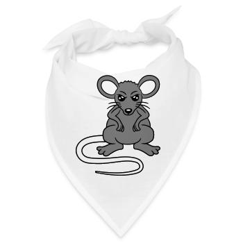 Maus Guckt Böse Wütend Frustriert Sauer Aggressiv - Bandana - Weiß - Vorne